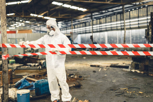 Professional Sewage Cleanup technician working in Stratford, TX